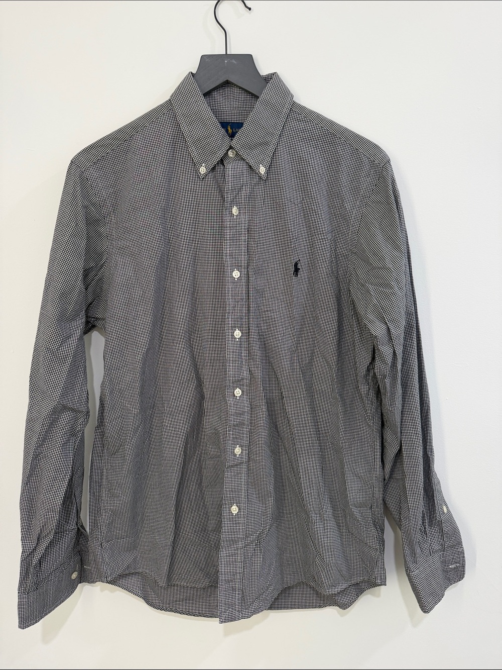 Polo by Ralph Lauren Black and Gray Micro-Check Button-Down Shirt